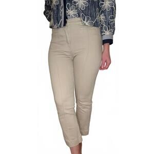 NEW MULTIPLES pin tuck flare leg crop jean in beige